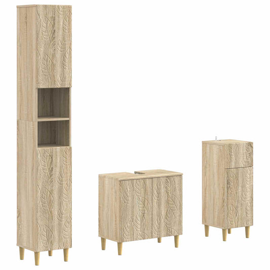 3 Piece Bathroom Cabinet Set DELFT Engineered Wood
