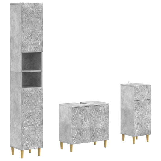 3 Piece Bathroom Cabinet Set DELFT Engineered Wood