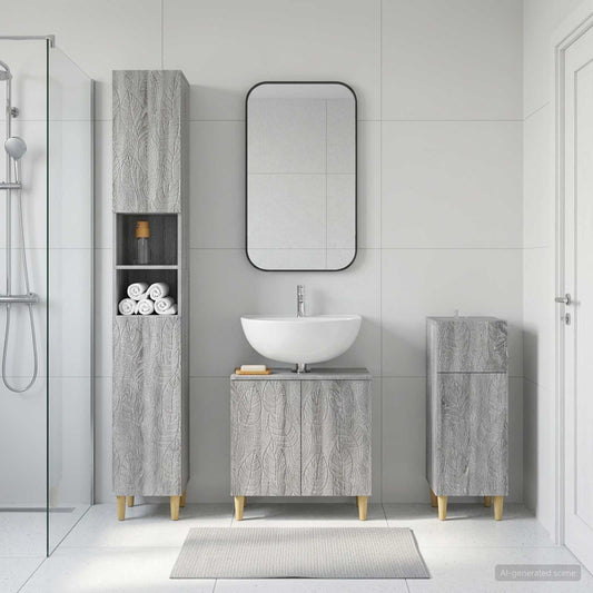 3 Piece Bathroom Cabinet Set DELFT Engineered Wood