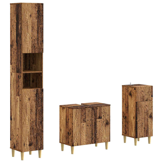 3 Piece Bathroom Cabinet Set DELFT Engineered Wood