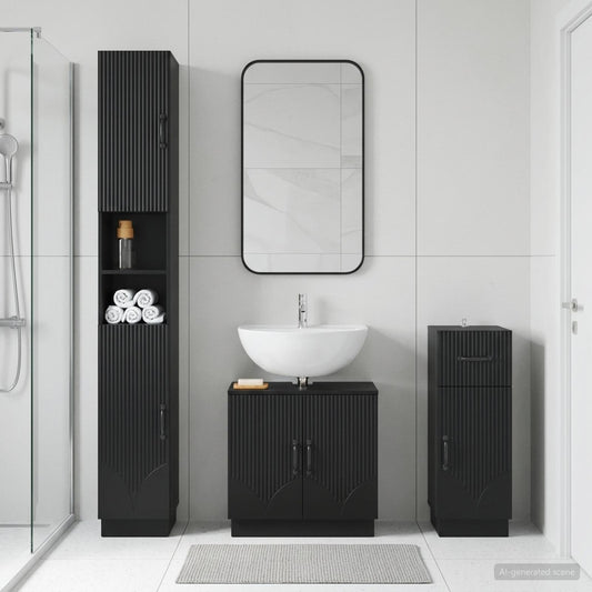3 Piece Bathroom Cabinet Set HOORN Engineered Wood