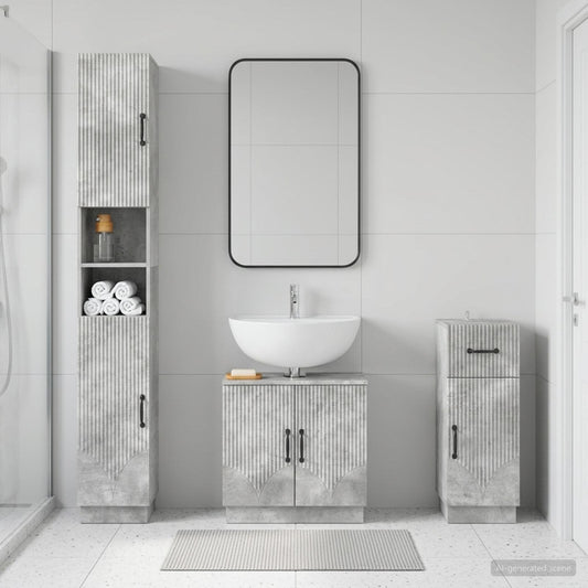 3 Piece Bathroom Cabinet Set HOORN Engineered Wood
