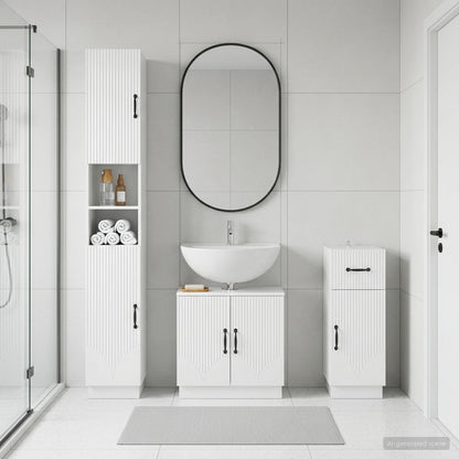 3 Piece Bathroom Cabinet Set HOORN Engineered Wood