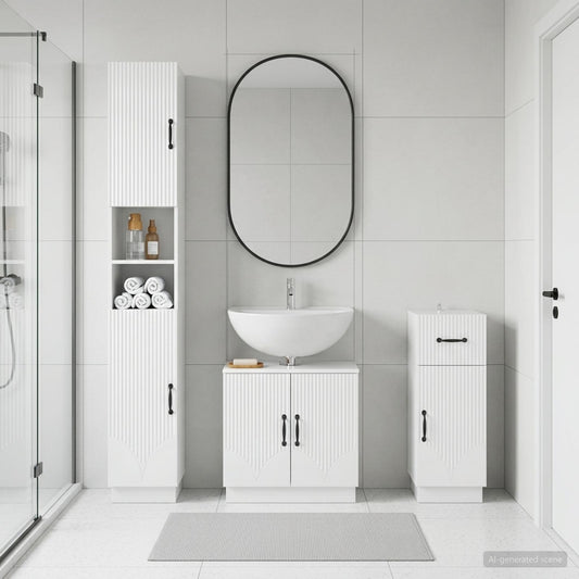 3 Piece Bathroom Cabinet Set HOORN Engineered Wood