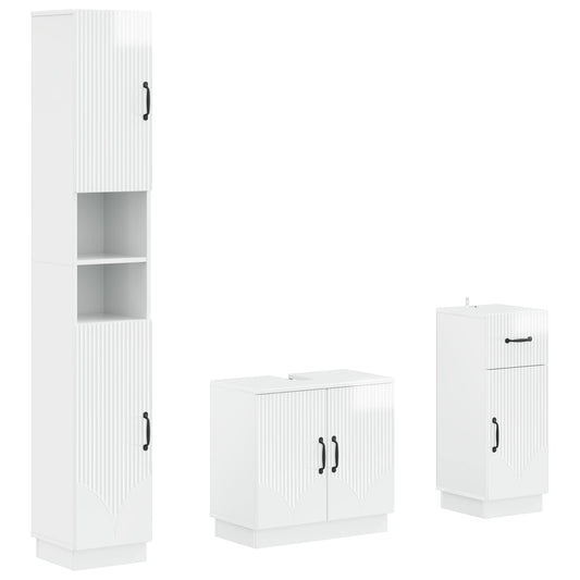 3 Piece Bathroom Cabinet Set HOORN Engineered Wood