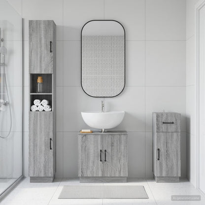 3 Piece Bathroom Cabinet Set HOORN Engineered Wood