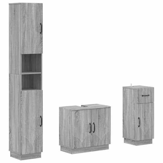 3 Piece Bathroom Cabinet Set HOORN Engineered Wood
