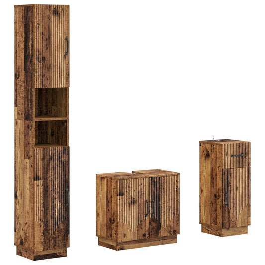 3 Piece Bathroom Cabinet Set HOORN Engineered Wood