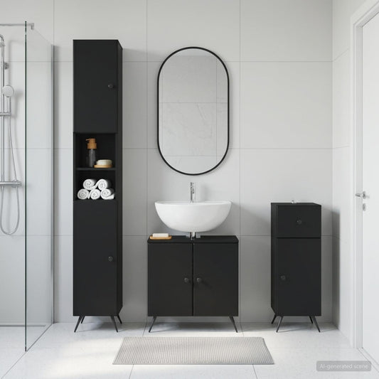 3 Piece Bathroom Cabinet Set BREDA Engineered Wood