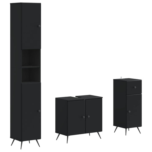 3 Piece Bathroom Cabinet Set BREDA Engineered Wood