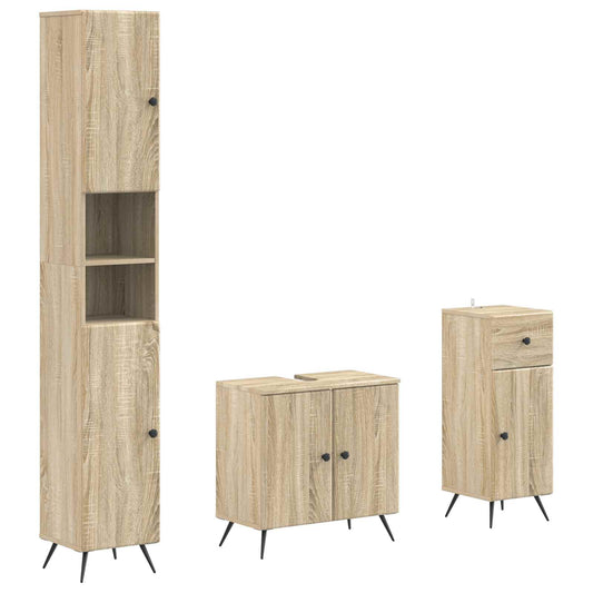 3 Piece Bathroom Cabinet Set BREDA Engineered Wood
