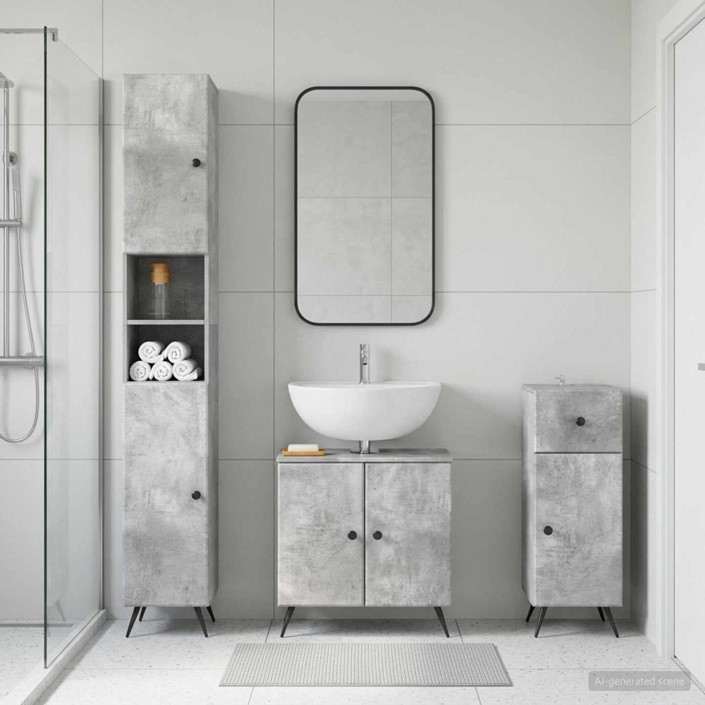 3 Piece Bathroom Cabinet Set BREDA Engineered Wood