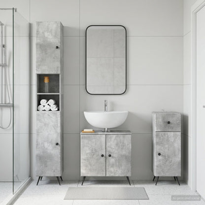3 Piece Bathroom Cabinet Set BREDA Engineered Wood