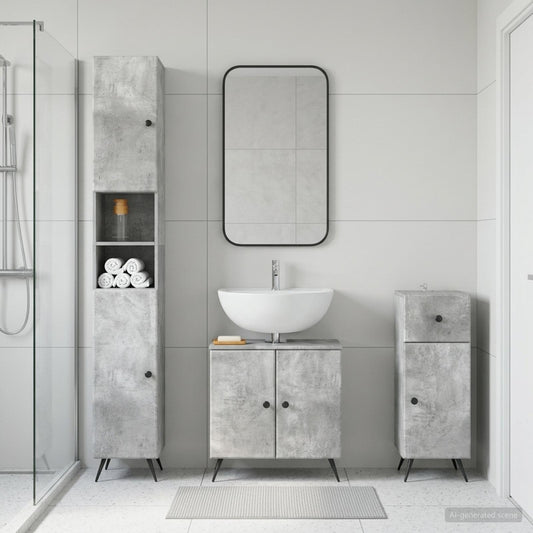 3 Piece Bathroom Cabinet Set BREDA Engineered Wood