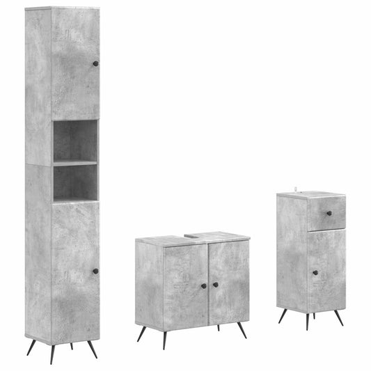 3 Piece Bathroom Cabinet Set BREDA Engineered Wood