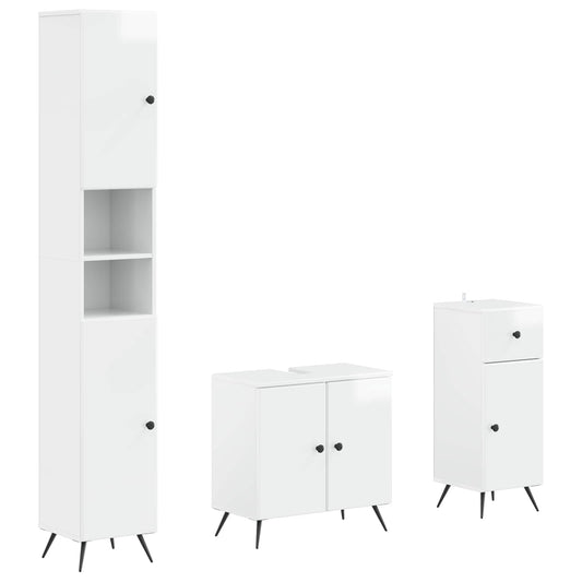 3 Piece Bathroom Cabinet Set BREDA Engineered Wood