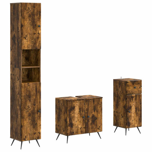 3 Piece Bathroom Cabinet Set BREDA Engineered Wood