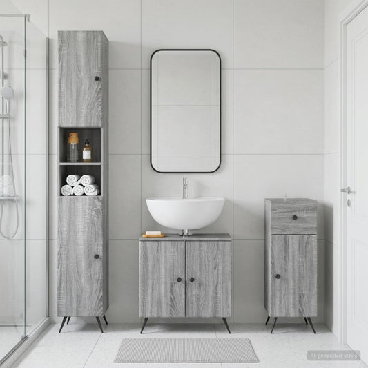 3 Piece Bathroom Cabinet Set BREDA Engineered Wood