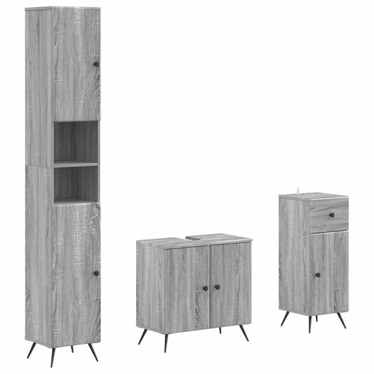 3 Piece Bathroom Cabinet Set BREDA Engineered Wood