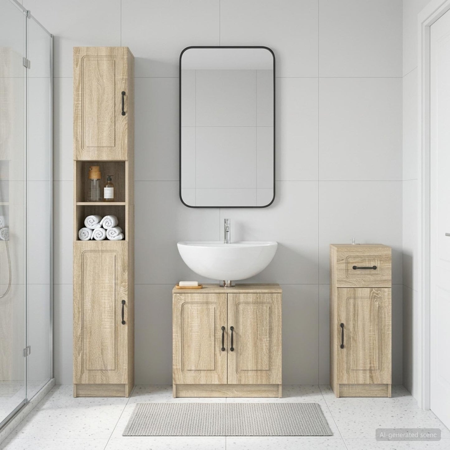 3 Piece Bathroom Cabinet Set UTRECHT Engineered Wood