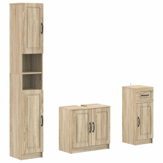 3 Piece Bathroom Cabinet Set UTRECHT Engineered Wood
