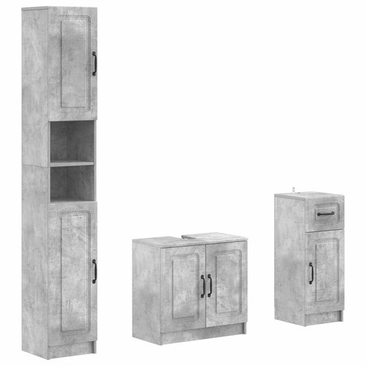 3 Piece Bathroom Cabinet Set UTRECHT Engineered Wood