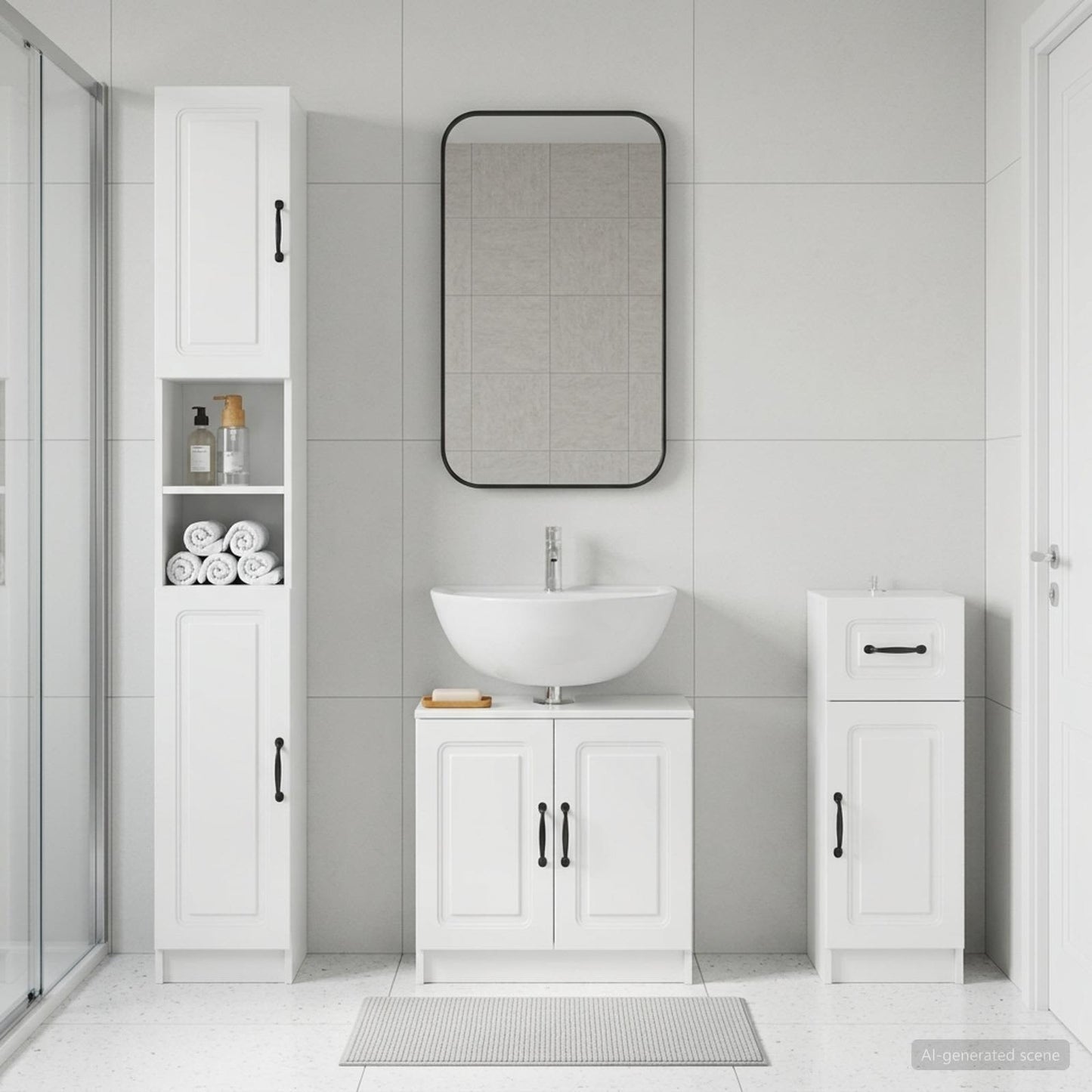 3 Piece Bathroom Cabinet Set UTRECHT Engineered Wood