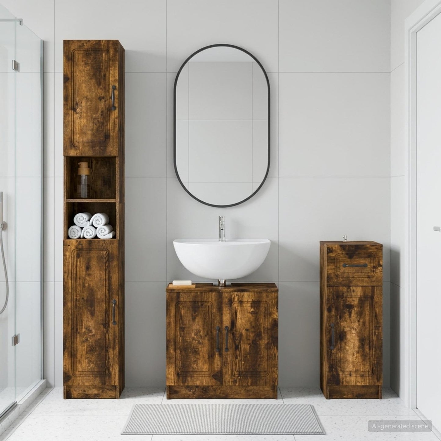 3 Piece Bathroom Cabinet Set UTRECHT Engineered Wood