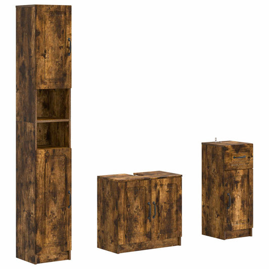 3 Piece Bathroom Cabinet Set UTRECHT Engineered Wood
