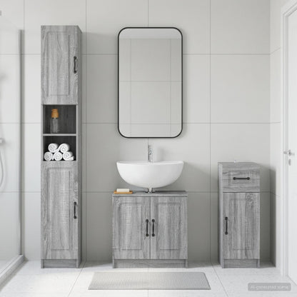 3 Piece Bathroom Cabinet Set UTRECHT Engineered Wood