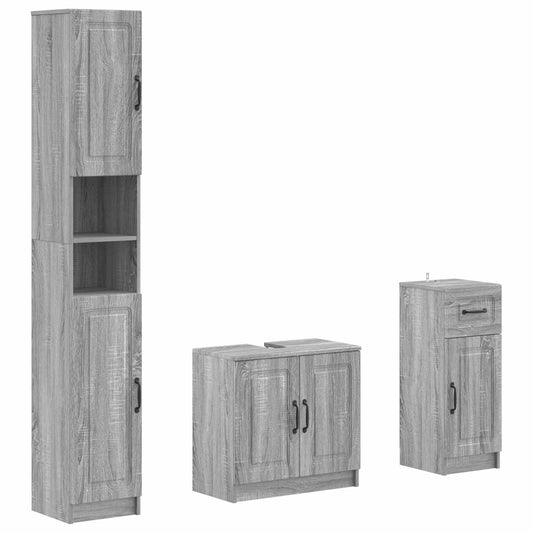 3 Piece Bathroom Cabinet Set UTRECHT Engineered Wood