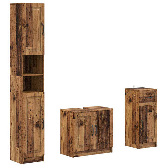 3 Piece Bathroom Cabinet Set UTRECHT Engineered Wood
