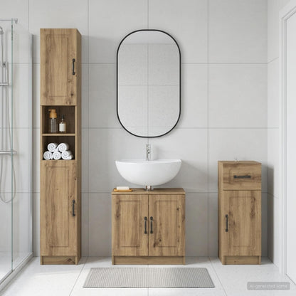 3 Piece Bathroom Cabinet Set UTRECHT Engineered Wood