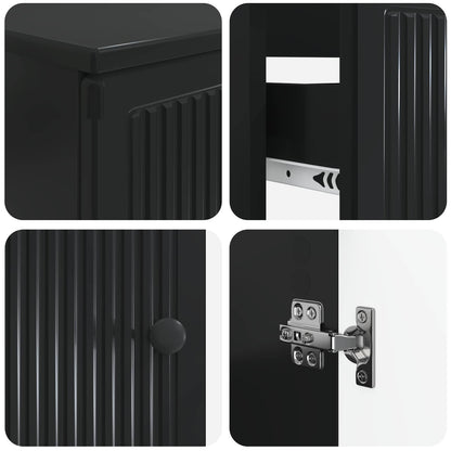 4 Piece Bathroom Cabinet Set EDE Black Engineered Wood