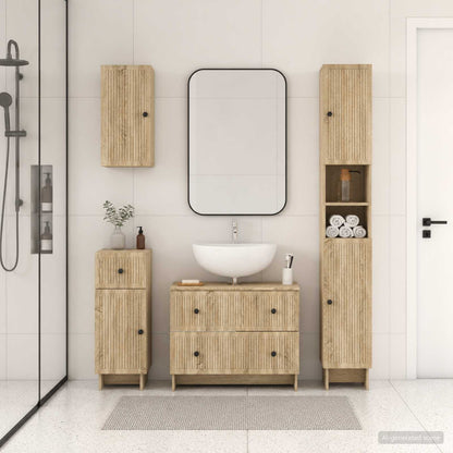 4 Piece Bathroom Cabinet Set EDE Sonoma Oak Engineered Wood