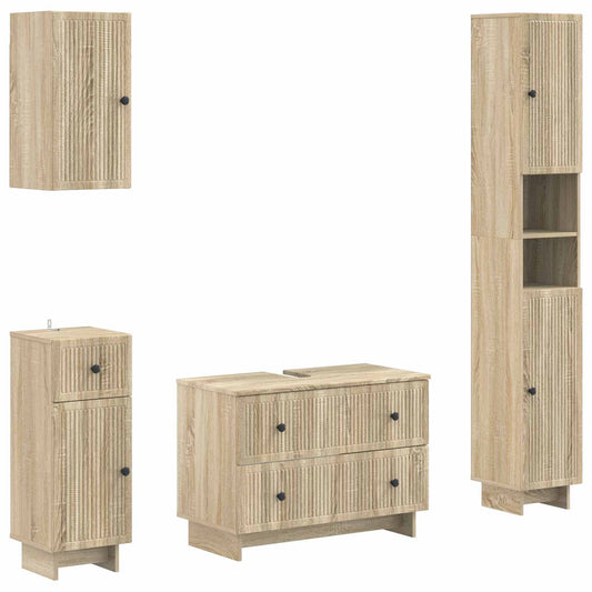 4 Piece Bathroom Cabinet Set EDE Sonoma Oak Engineered Wood