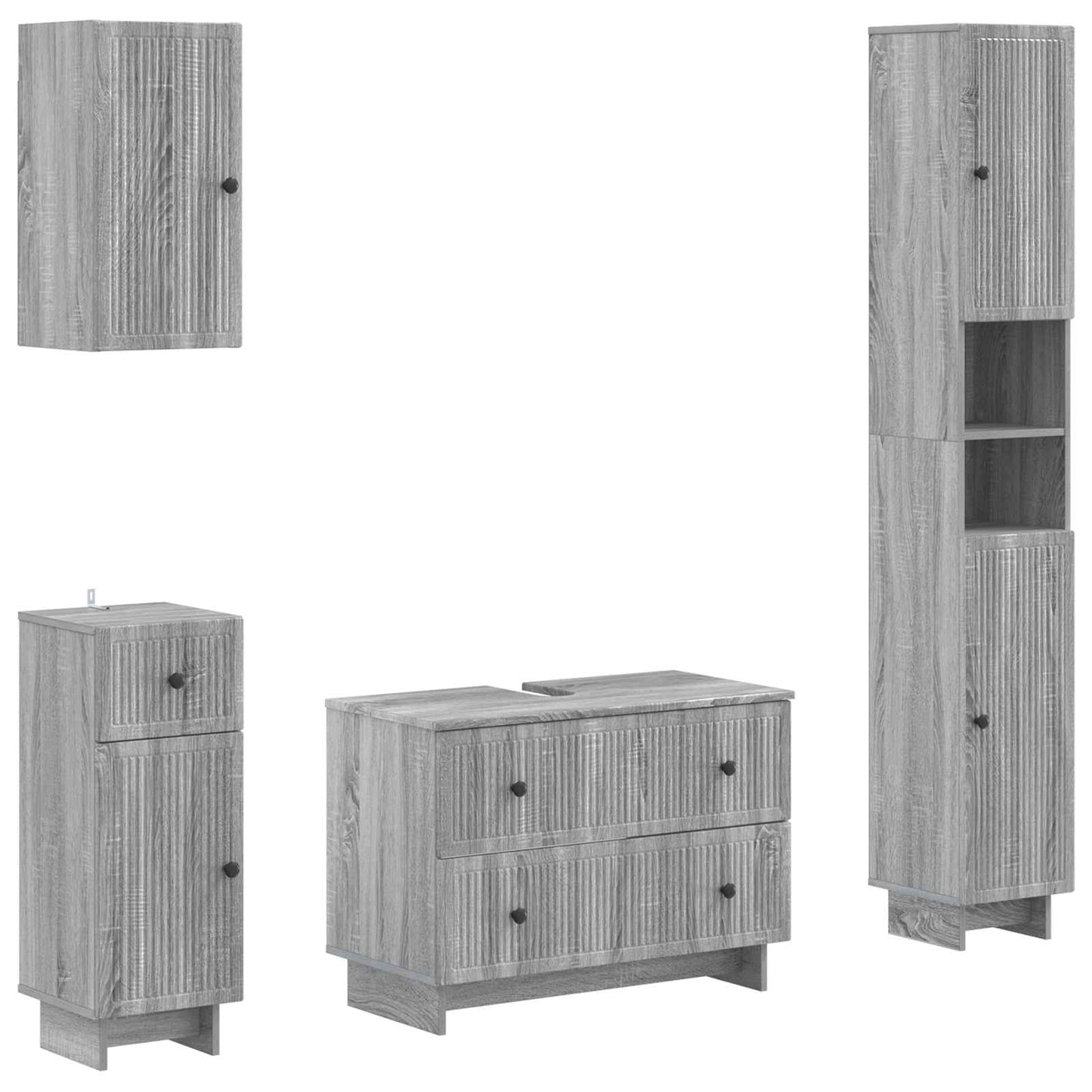 4 Piece Bathroom Cabinet Set EDE Grey Sonoma Engineered Wood