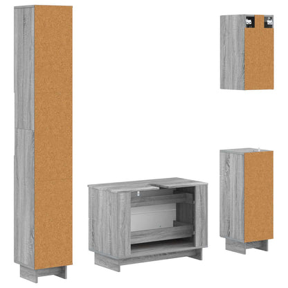 4 Piece Bathroom Cabinet Set EDE Grey Sonoma Engineered Wood