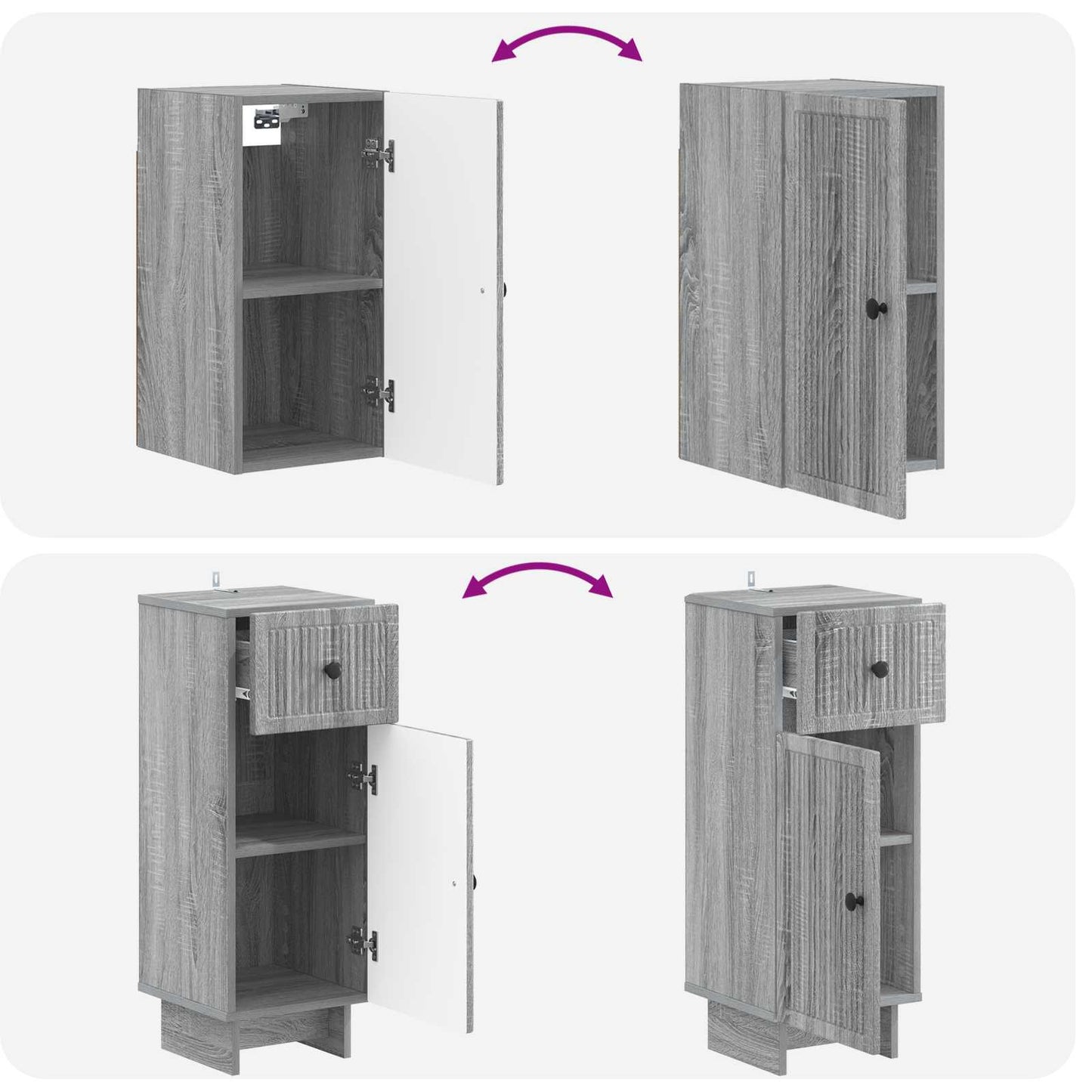4 Piece Bathroom Cabinet Set EDE Grey Sonoma Engineered Wood