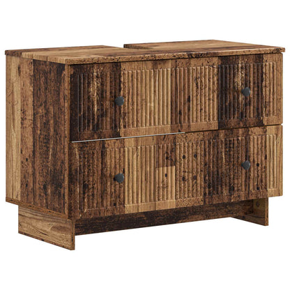 4 Piece Bathroom Cabinet Set EDE Old Wood Engineered Wood