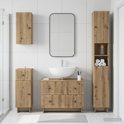 4 Piece Bathroom Cabinet Set EDE Artisan Oak Engineered Wood