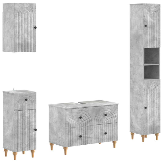 4 Piece Bathroom Cabinet Set ALKMAAR Concrete Grey