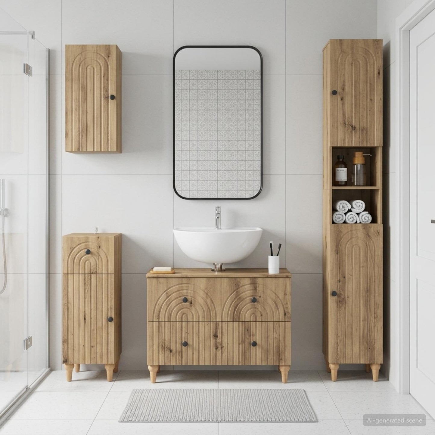 4 Piece Bathroom Cabinet Set ALKMAAR Artisan Oak