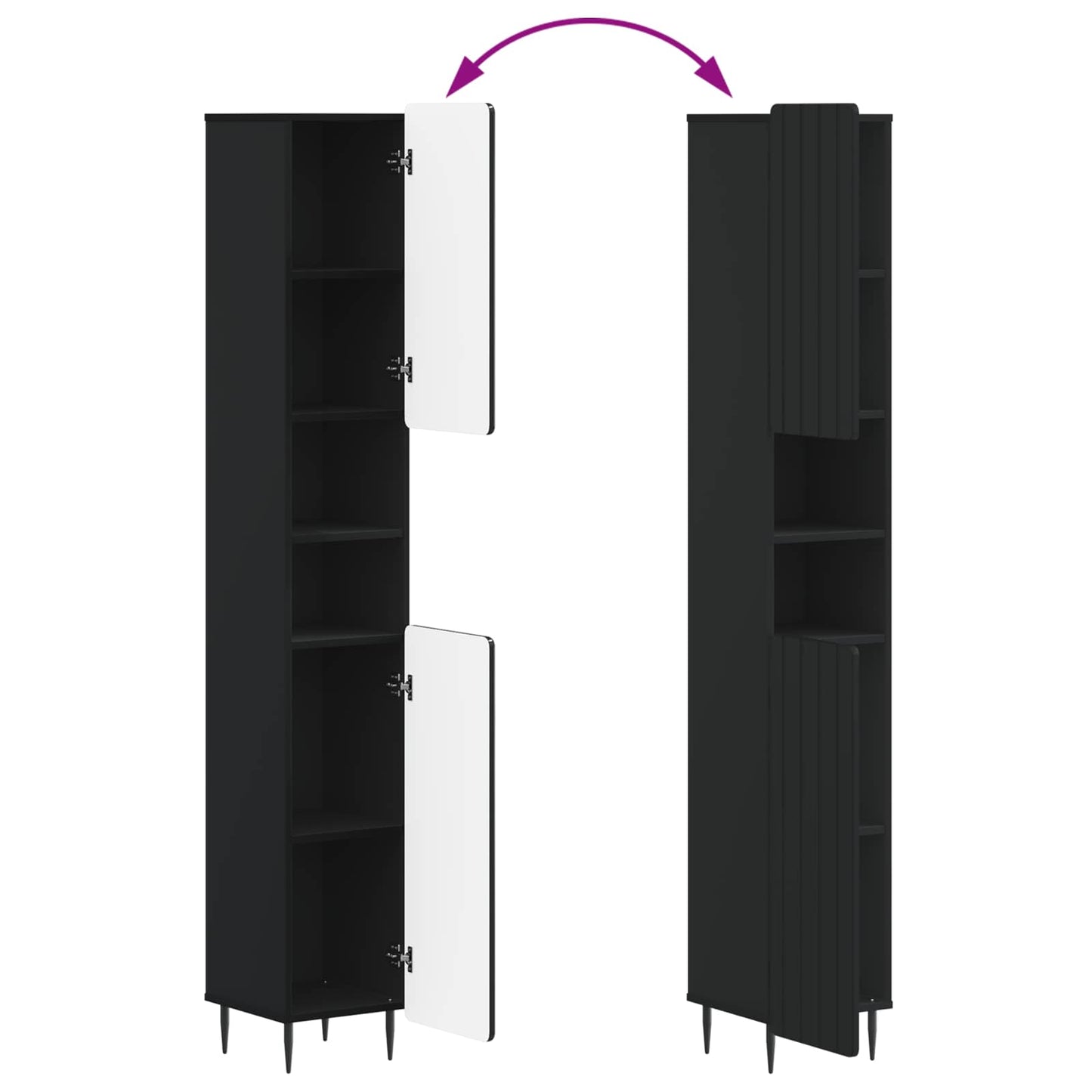 4 Piece Bathroom Cabinet Set ZWOLLE Black Engineered Wood