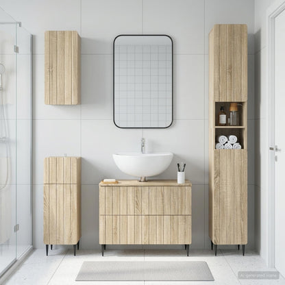 4 Piece Bathroom Cabinet Set ZWOLLE Sonoma Oak Engineered Wood