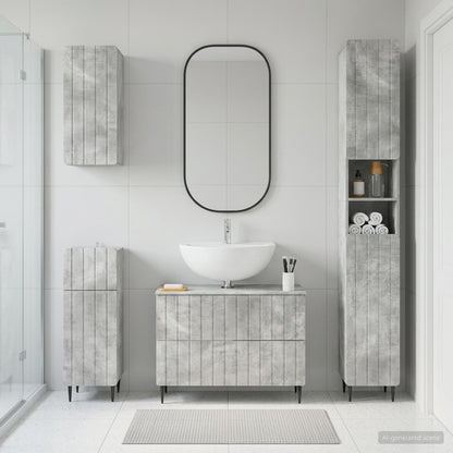 4 Piece Bathroom Cabinet Set ZWOLLE Concrete Grey