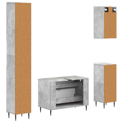 4 Piece Bathroom Cabinet Set ZWOLLE Concrete Grey