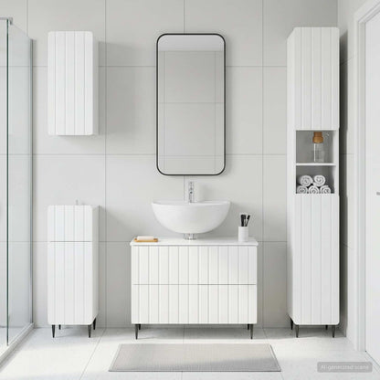 4 Piece Bathroom Cabinet Set ZWOLLE High Gloss White