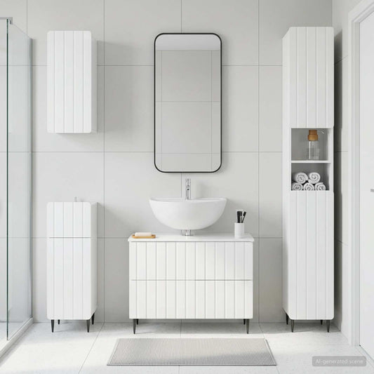 4 Piece Bathroom Cabinet Set ZWOLLE High Gloss White