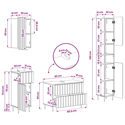 4 Piece Bathroom Cabinet Set ZWOLLE Smoked Oak Engineered Wood